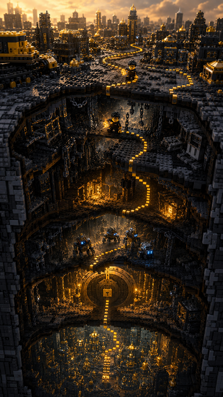 Mapa vertical da aventura em camadas